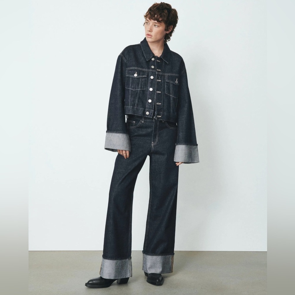 Zara TRF turned up cuff denim jeans size 2